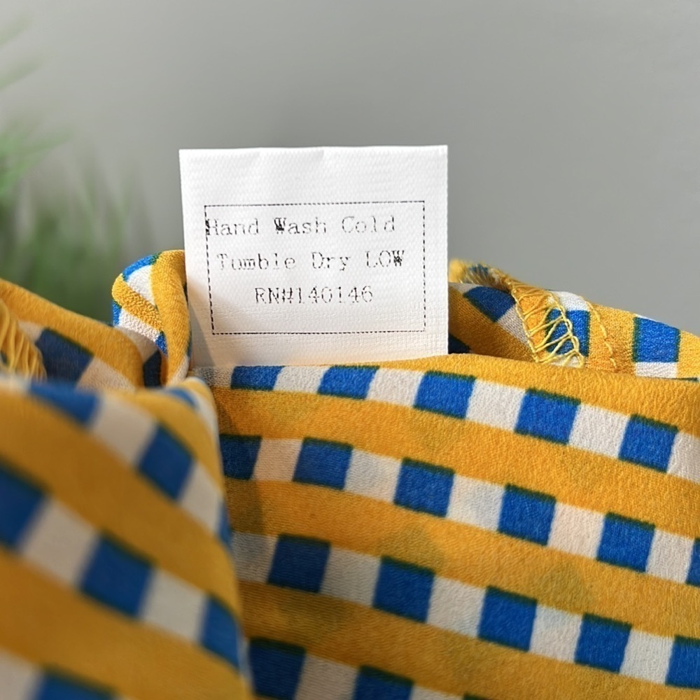 TOV Los Angeles Checked Maxi Skirt 38 Blue Yellow Small - Picture 8 of 9